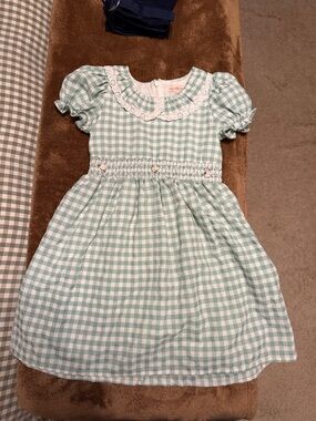 Ivy City Co Mint Gingham Smocked Dress with Eyelet Collar